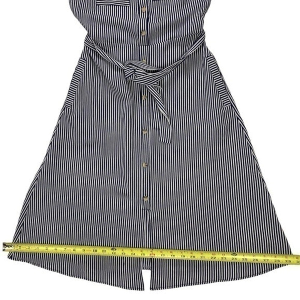 Monteau Striped Button Front Midi Shirt Dress Women S Navy White Office Chic New - Picture 9 of 12